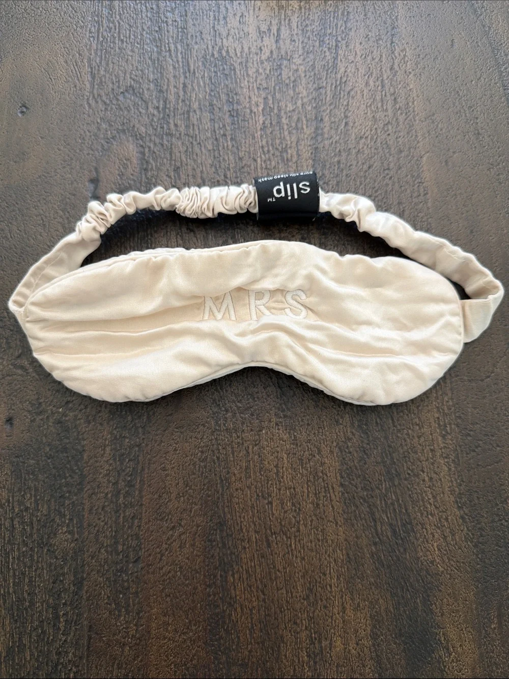 slip Ivory 'MRS' Embroidered Silk Sleep Mask